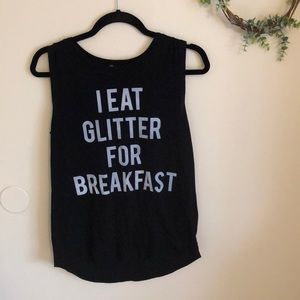 Black Graphic Print Muscle Tank